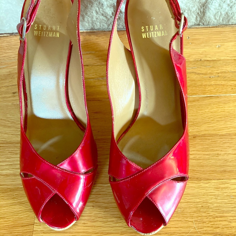Stuart Weitzman candy apple red sling back